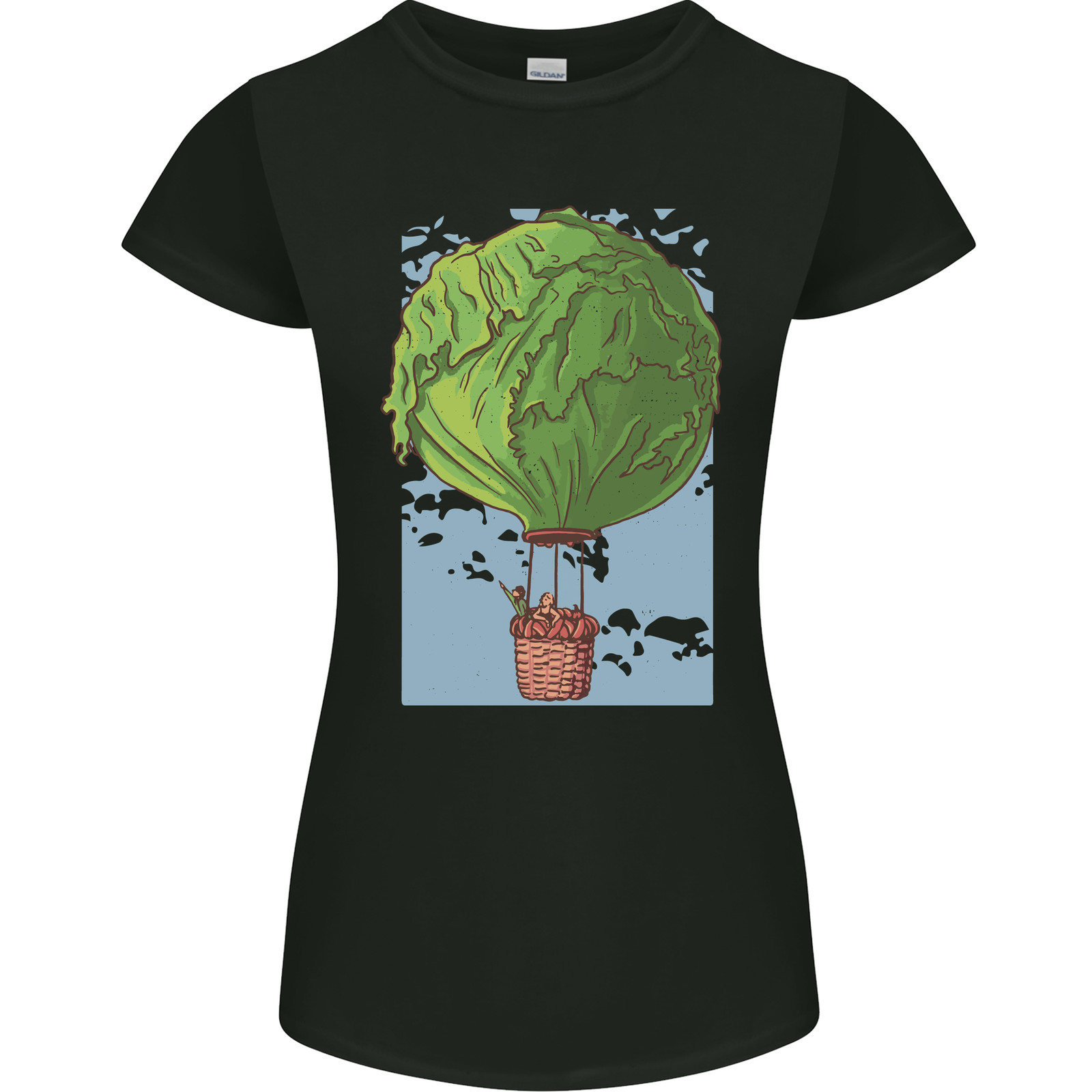 Funny Lettuce Hot Air Balloon Womens Petite Cut T-Shirt