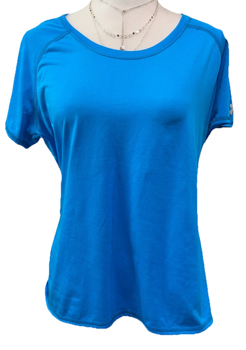 under armour Semi Fitted Heat Gear Women’s blue shirt short sleeve button Large
