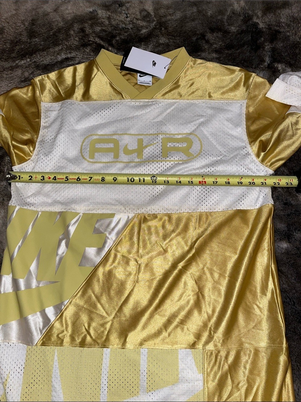 Nike Air Dress Womens S Gold White Mesh Y2K Casual Jersey Oversized NWT $75
