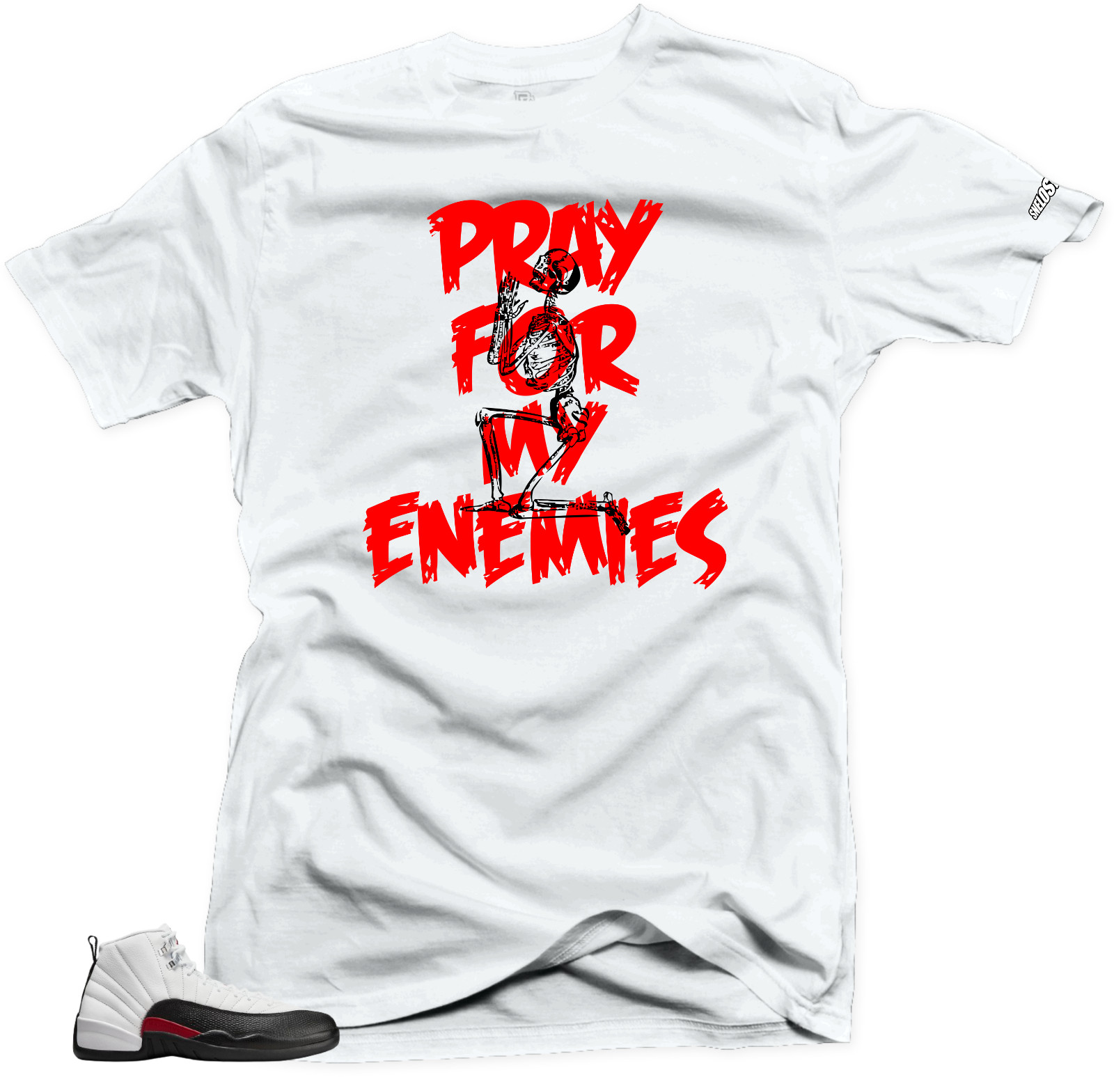 Shirt To Match Jordan 12 Red Taxi -Enemies (Red) White Tee
