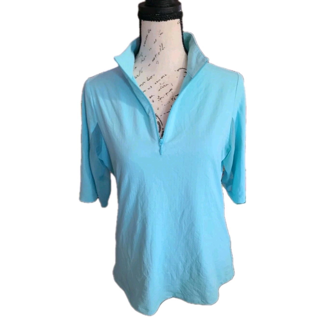IBKÜL Women’s Small Aqua Blue 1/4 Zip Long Sleeve UPF 50+ Golf Tennis Active Top