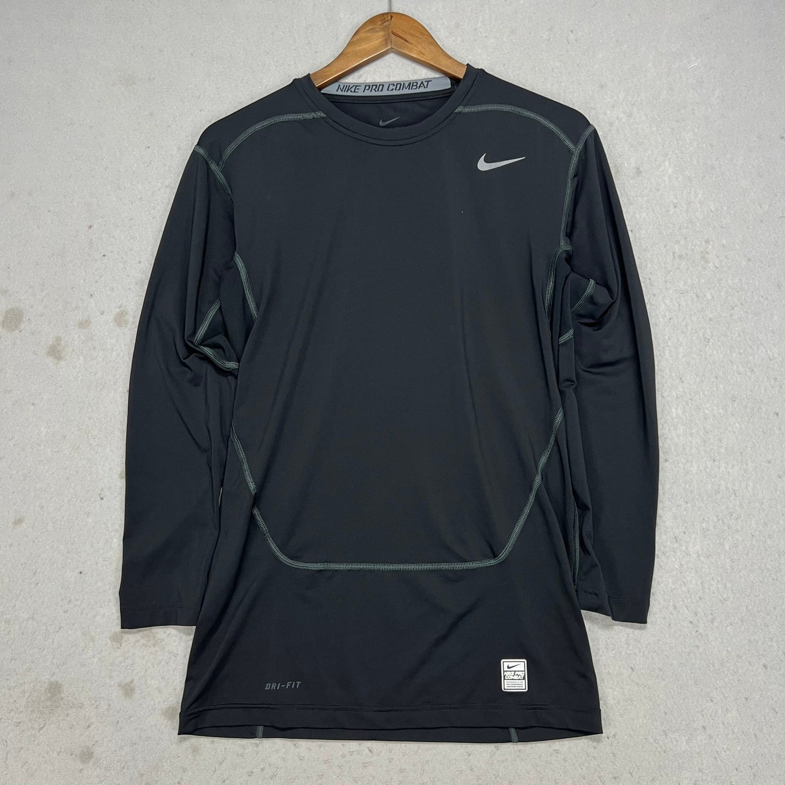 Nike Pro Combat Dri-FIT Compression Shirt Black Long Sleeve Training Top XL