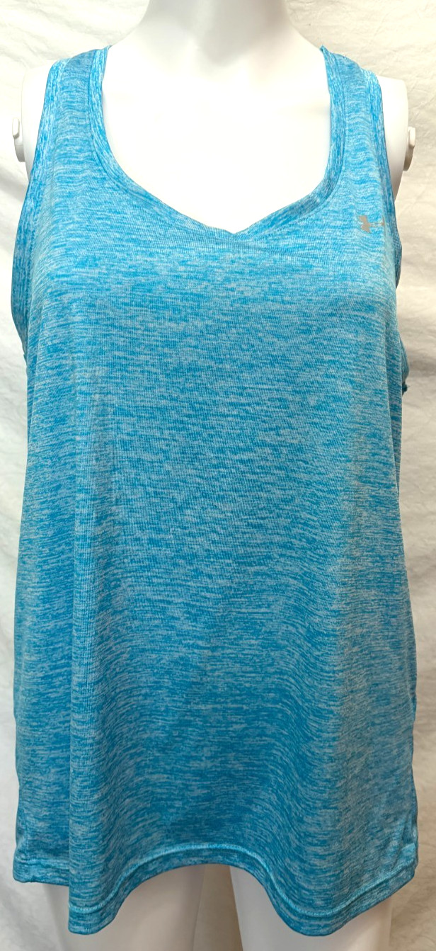 Under Armour Heat Gear Loose Fit Women’s Blue Racer Back Athletic Tank Top Large