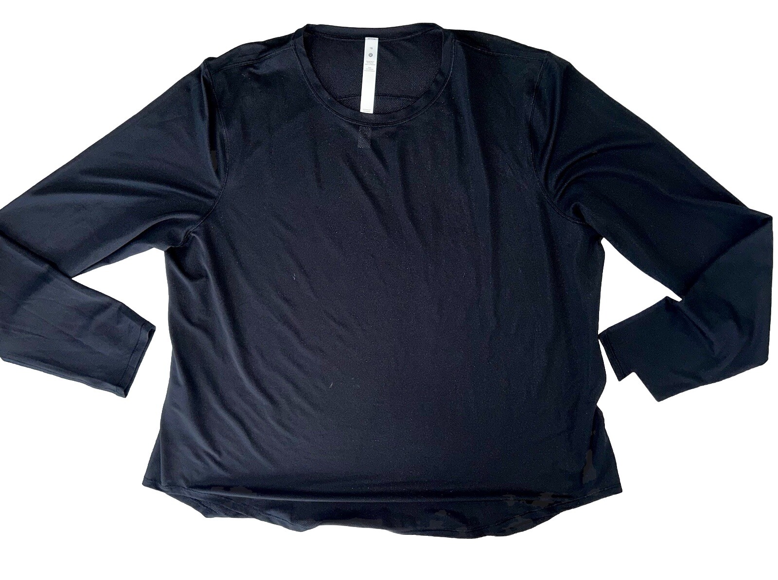 NWT💎LULULEMON💎SIZE 16💎RUN & TRAIN LONG SLEEVE💎BLACK💎PERFECT VENTILATED TEE