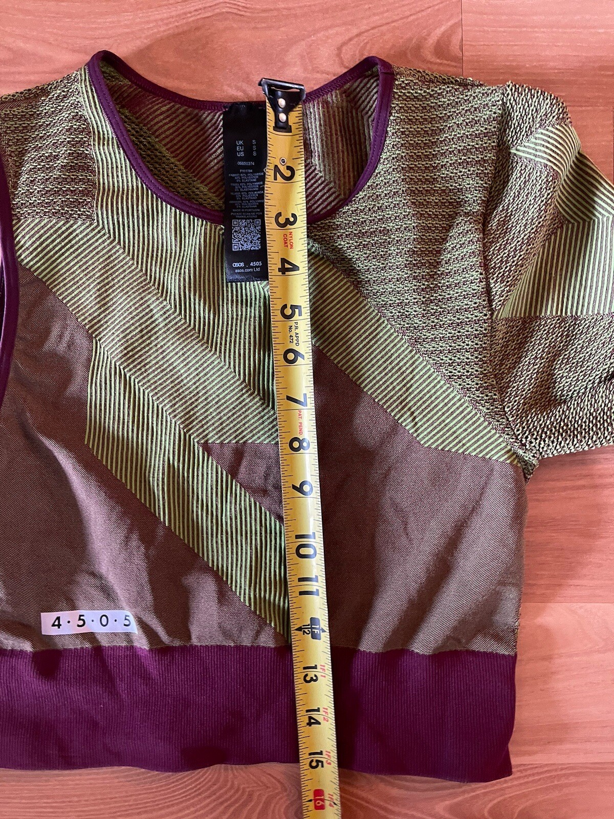 Asos 4505 Athletic Top Compression Purple Green Women’s Size One Sleeve Yoga