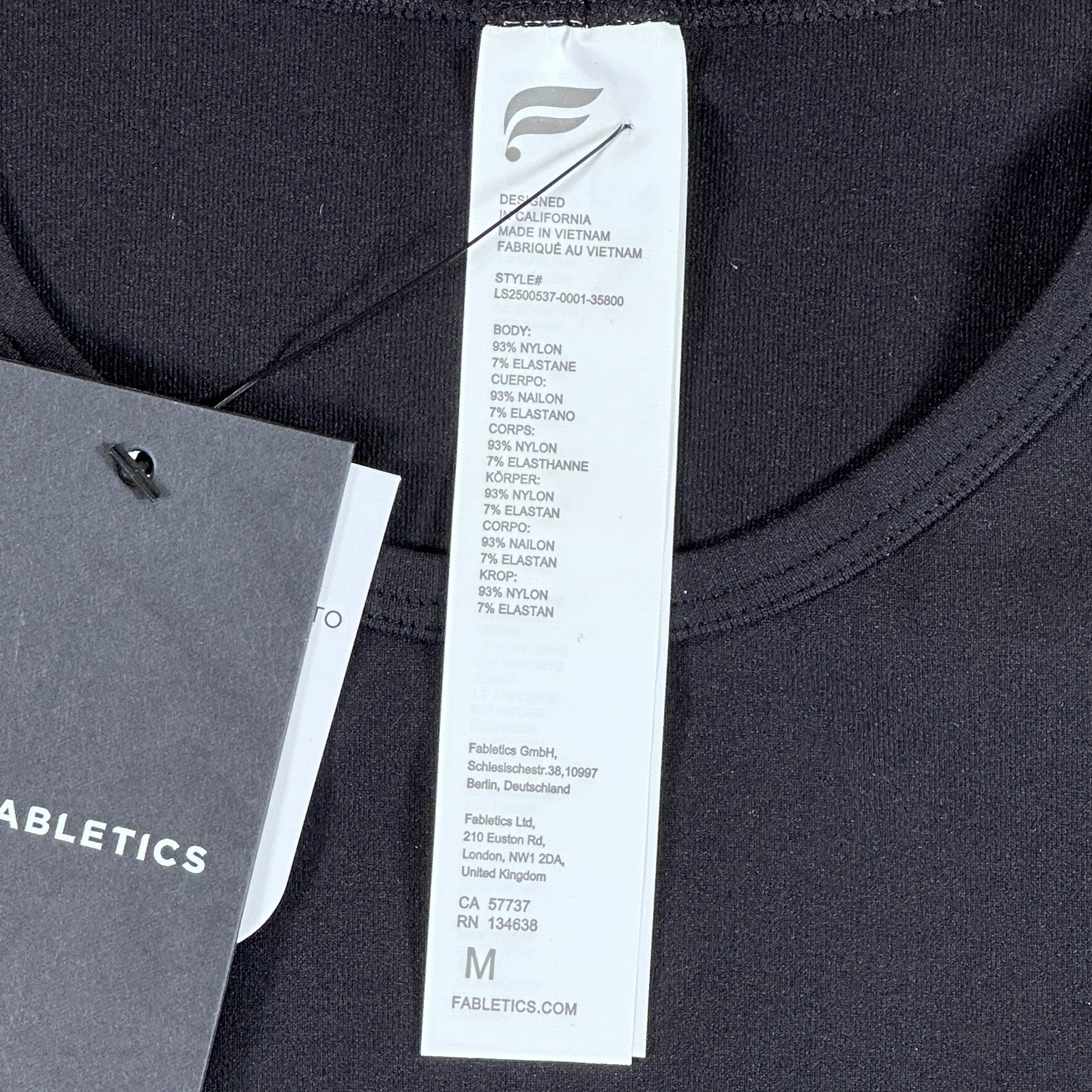 Fabletics Sleek Seamless Black Long-Sleeve Cropped Top, Womens Size Medium