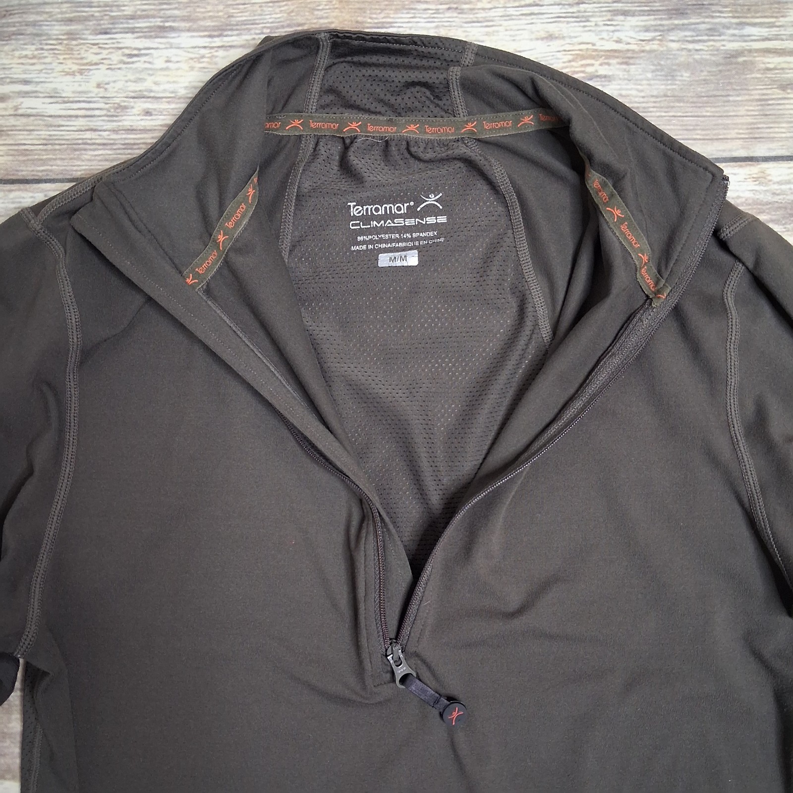 Terramar Climasense Mesh Back 1/4 Zip Pullover Women M Olive Outdoor Gorpcore
