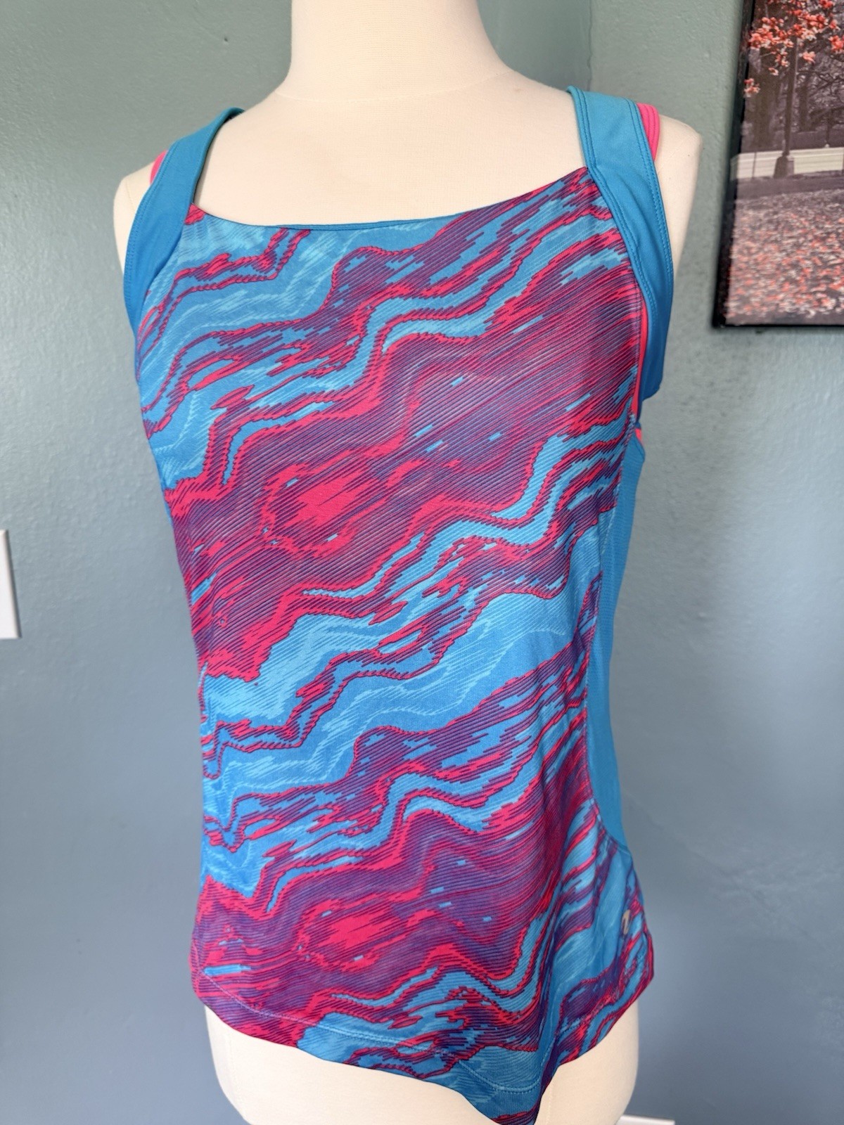 Energy Zone Performance Women’s Athletic Tank Size L Blue Pink Moisture Wicking