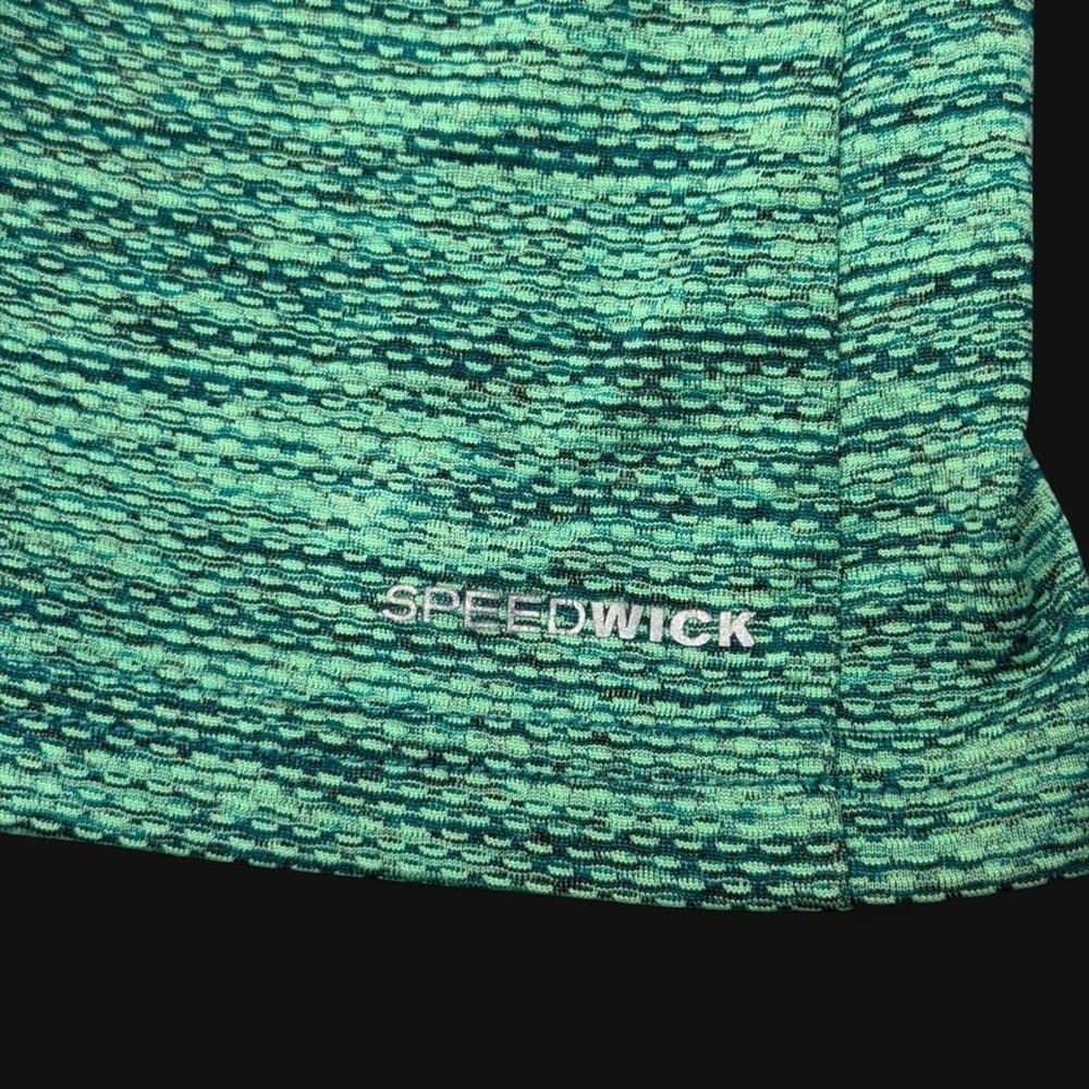 Reebok Speedwick V-Neck Athletic Tee Space Dye Marble Green Size M