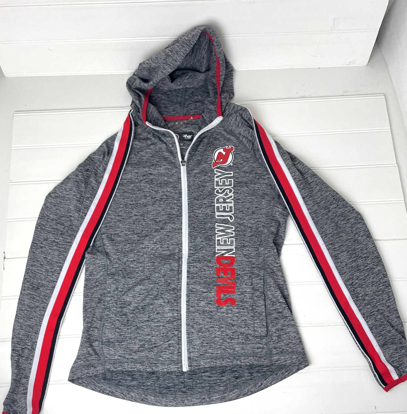 New Jersey Devils NHL Logo Full Zip Hooded Sweatshirt Women’s Medium