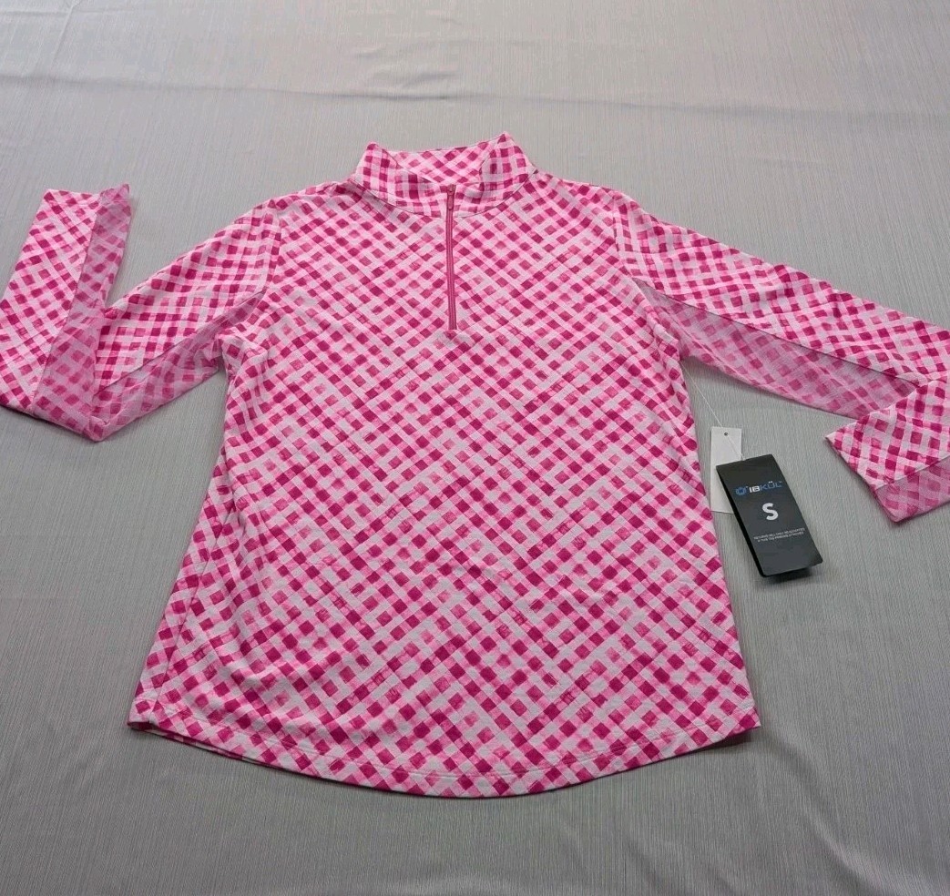 New IBKUL Icefil Golf 1/4 Zip Mock Top Womens Sz Small Tennis Vented Sleeves