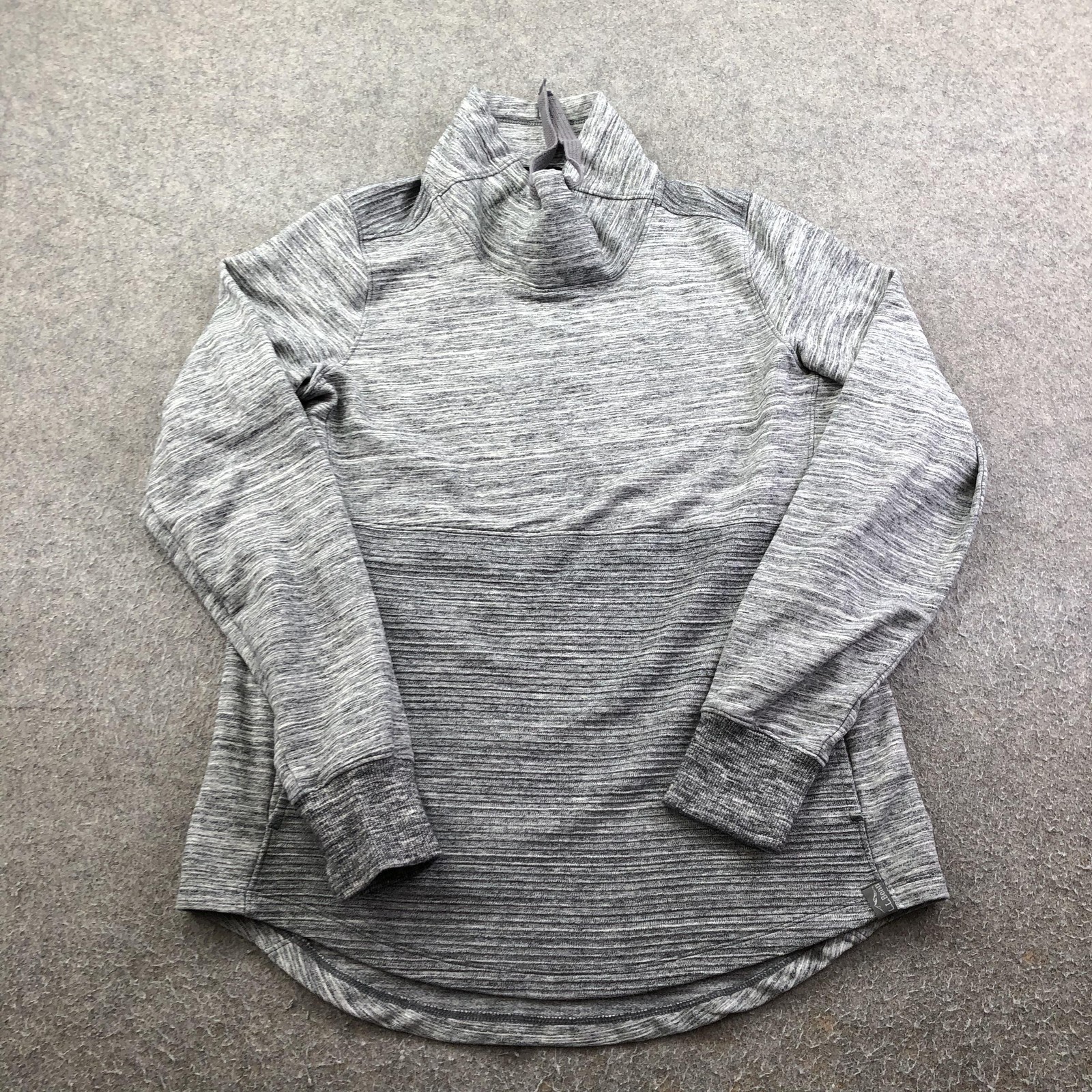 LL Bean Pullover Womens Medium Gray Long Sleeve Mock Neck Stretch Top Athletic