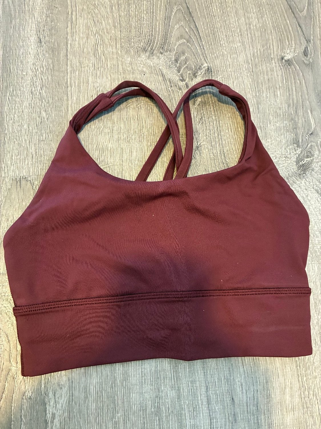 Lululemon Energy Bra Longline Burgundy Strappy Back Sports Women’s Size 4