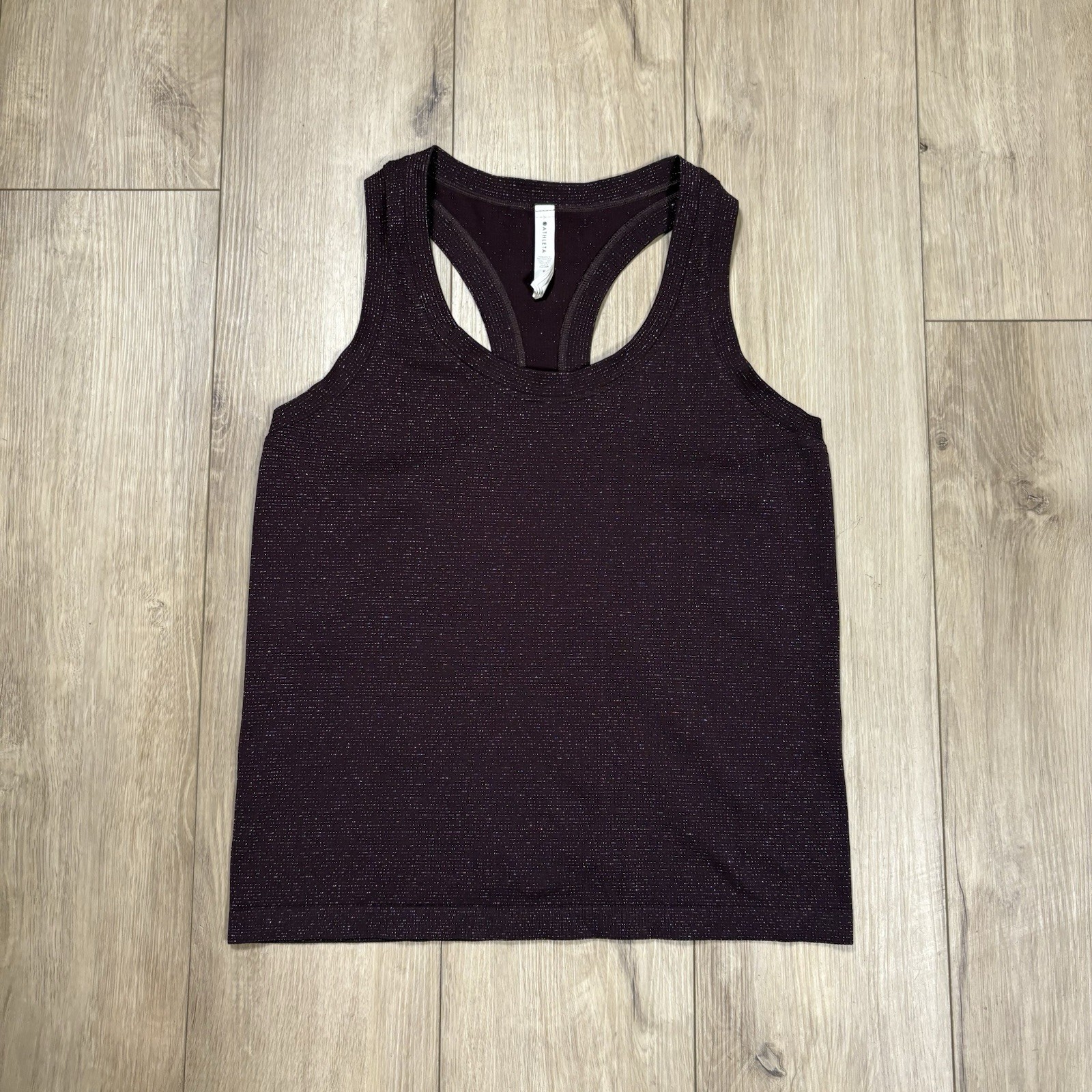 Athleta Momentum Seamless Racerback Tank Top Womens M Spiced Cabernet Sparkle