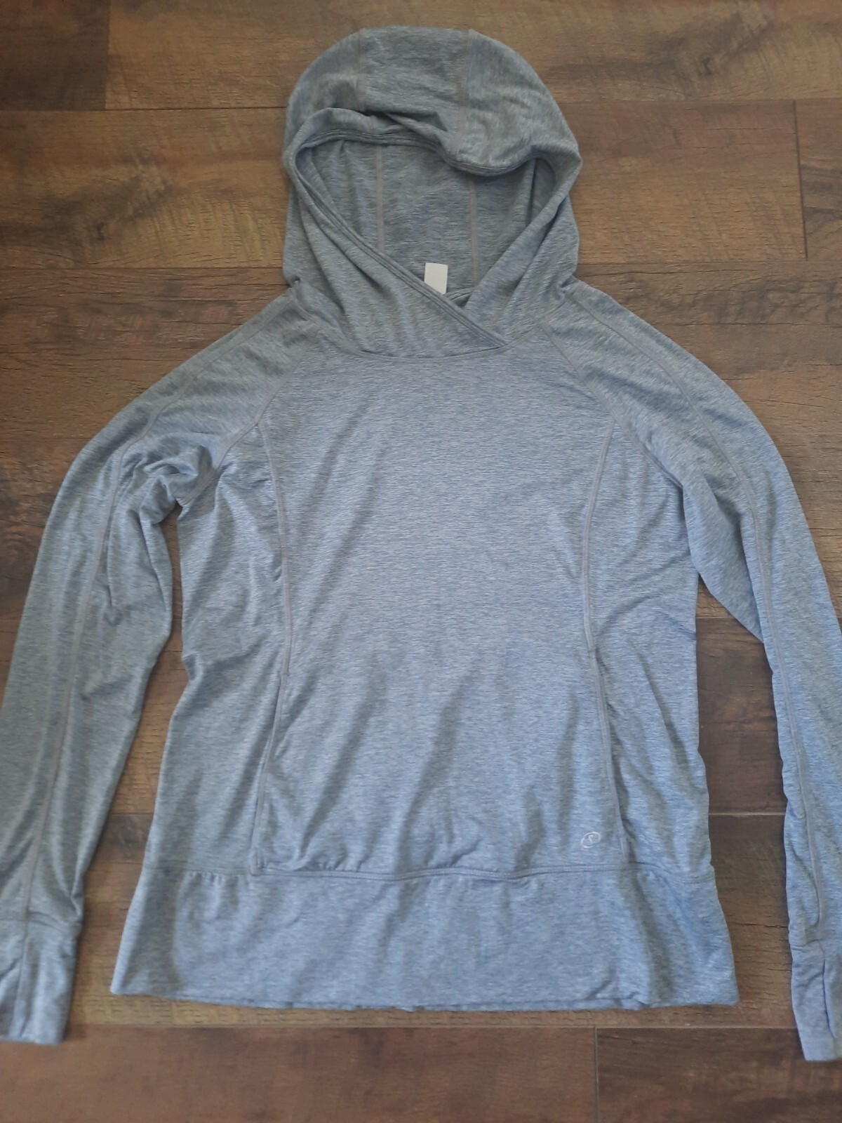 Spalding Size M Active Athletic Top Workout Hoodie Long Sleeves Pocket Gray