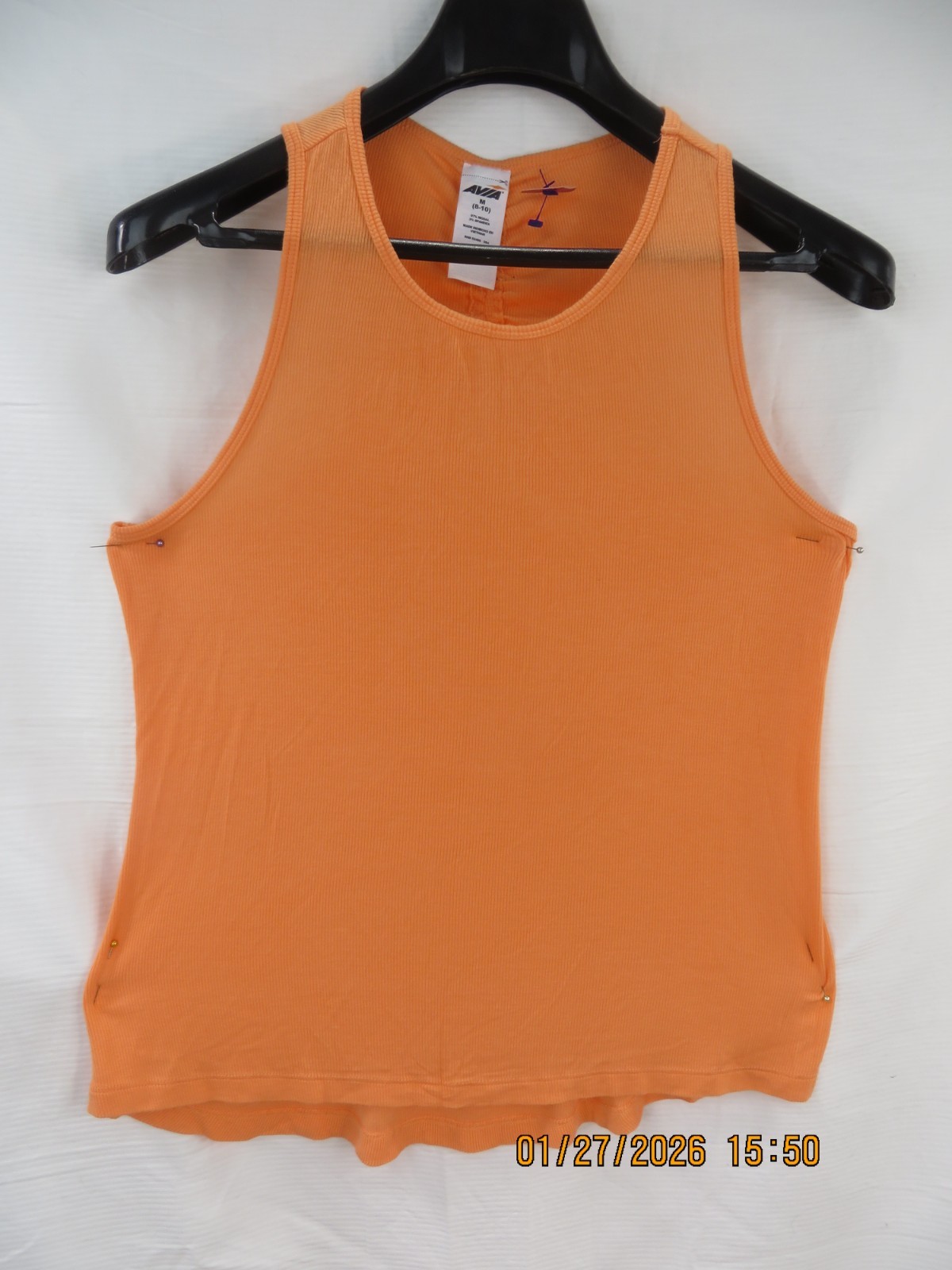 AVIA SZ M (8-10) Rayon/Spand NWOT Peach Ruched Back Soft Active Tank Top Shirt