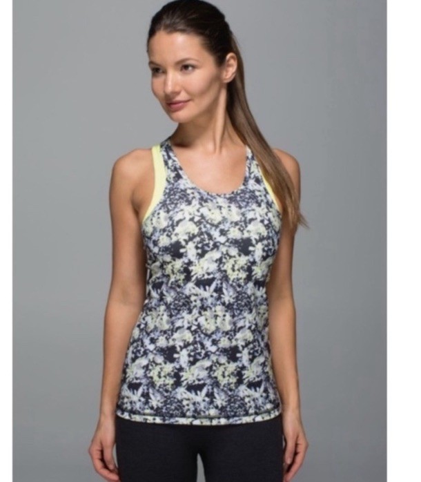 Lululemon Inspiration Tank II Crosscourt Petal Black Clarity Yellow With Bra 2