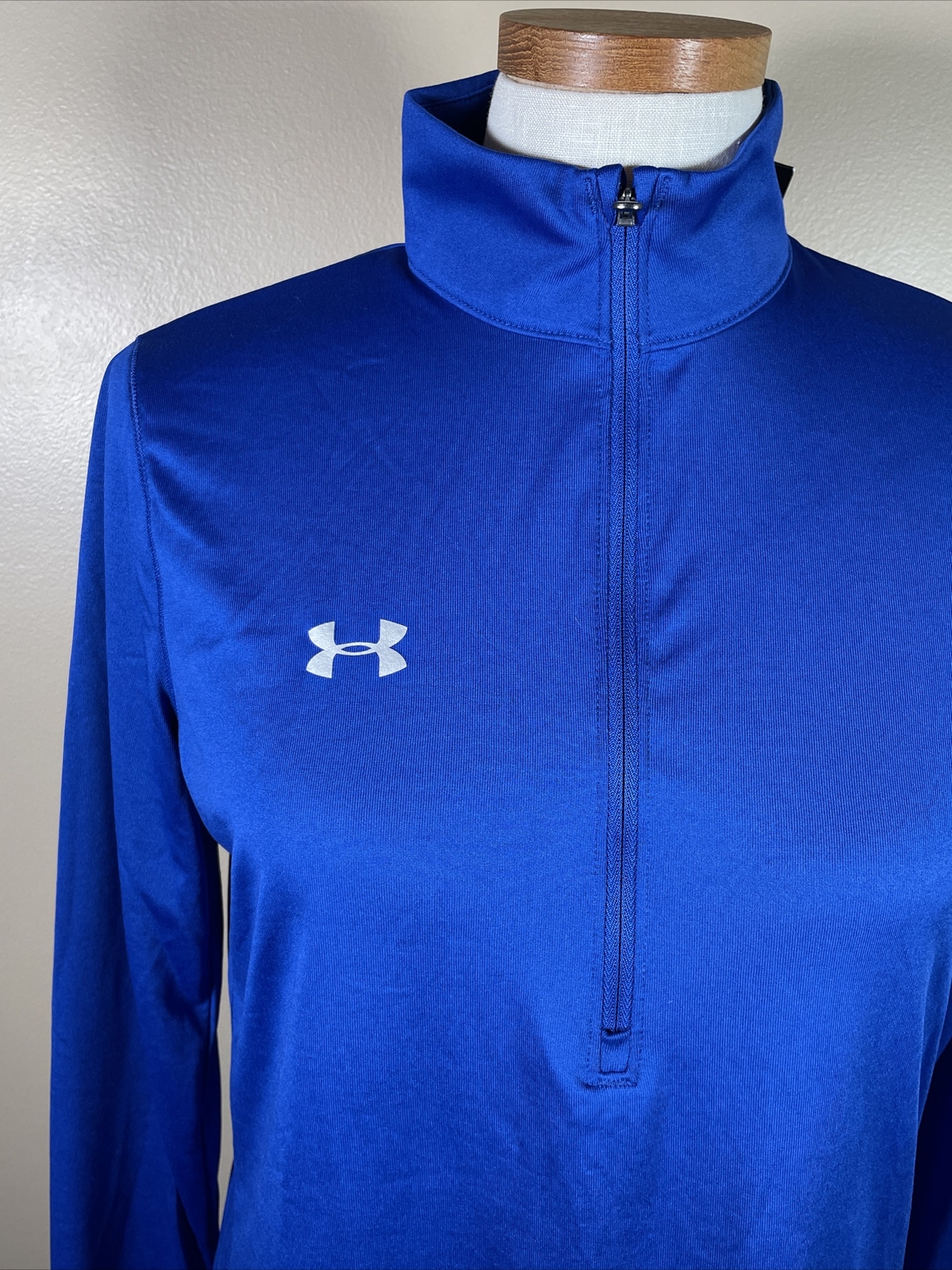 NWT Under Armour Loose 1/2 Zip Pullover Woman Blue Heat Gear Long Sleeve MEDIUM