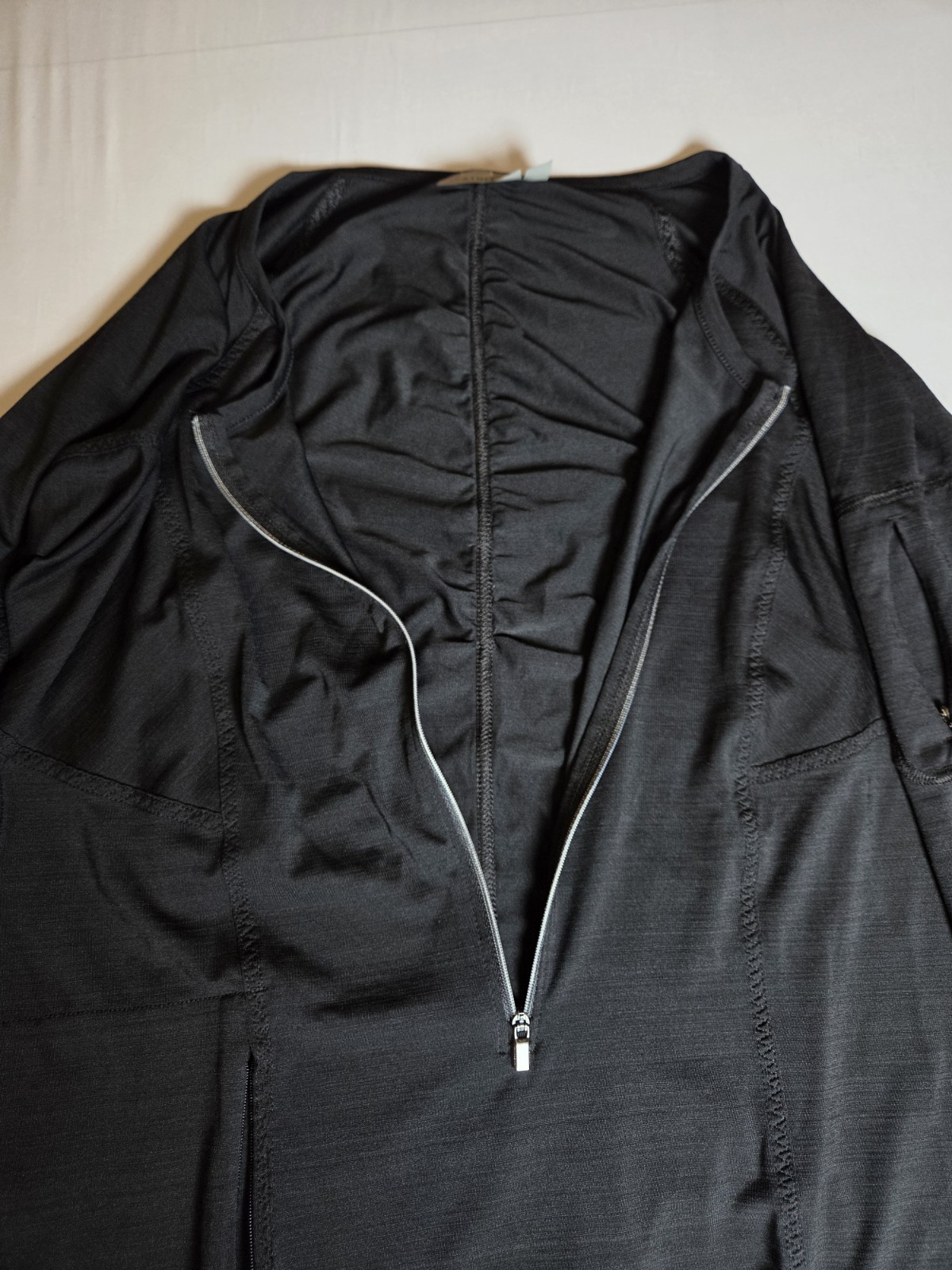 Athleta Pacifica 1/2 Zip Black Long Sleeve Top Running Thumbholes UPF 594399