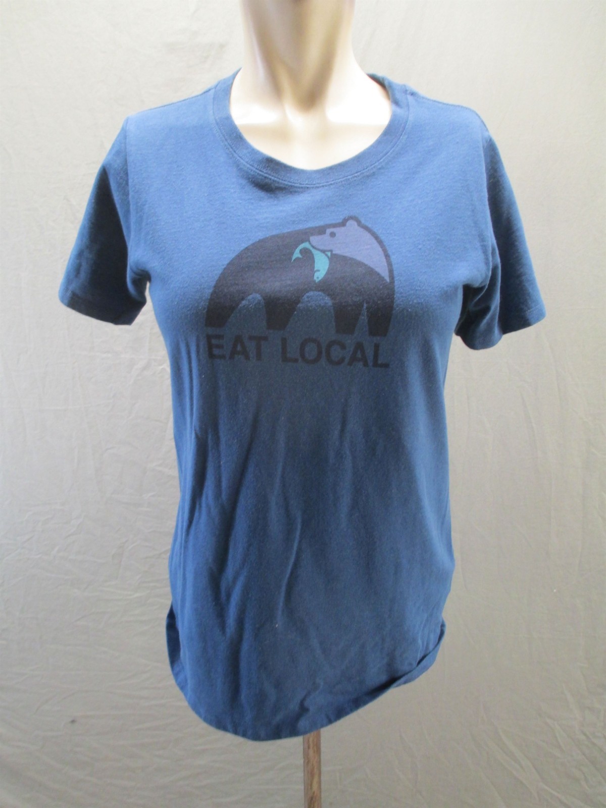 Patagonia Size M Womens Blue Recycled Cotton Blend Activewear Logo TShirt 054