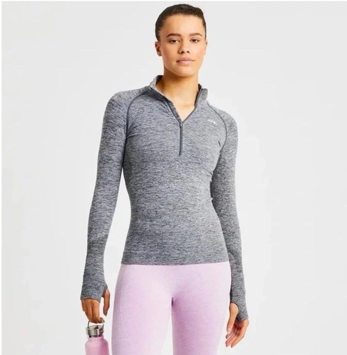 AYBL Women’s Motion Seamless 1/2 Zip Pullover Small – Heathered Grey NWT