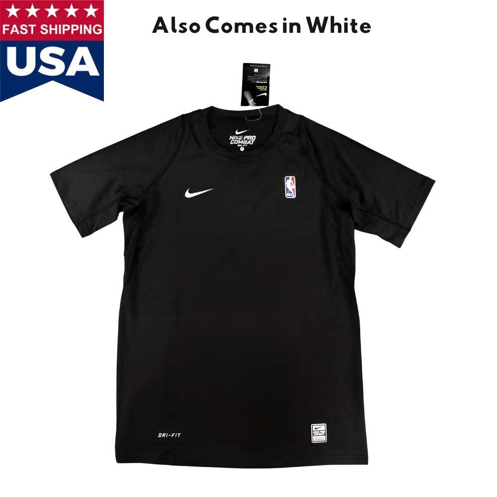 Nike Pro Combat Compression Shirt Short Sleeve White Black Dri-FIT Mens New NWT