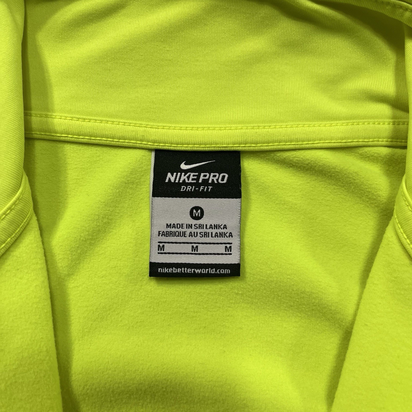 Nike Pro Wm M Dri-Fit Hi-Vis Neon Running Training Shirt Thin Fleece Sweatshirt