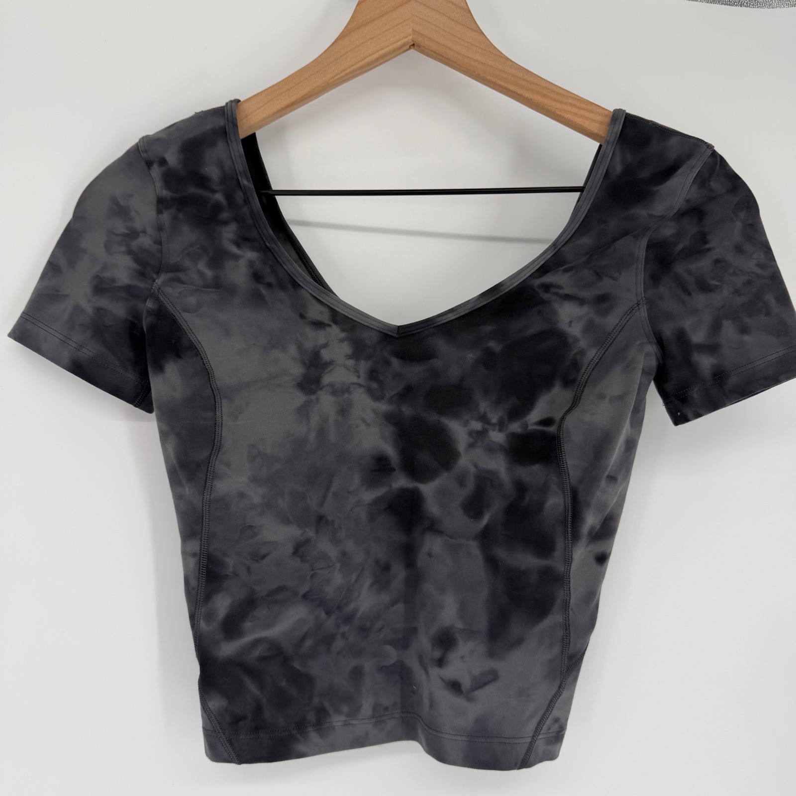 Lululemon Align Tee Size 2 Diamond Dye Graphite Grey Cropped Nulu Yoga Top