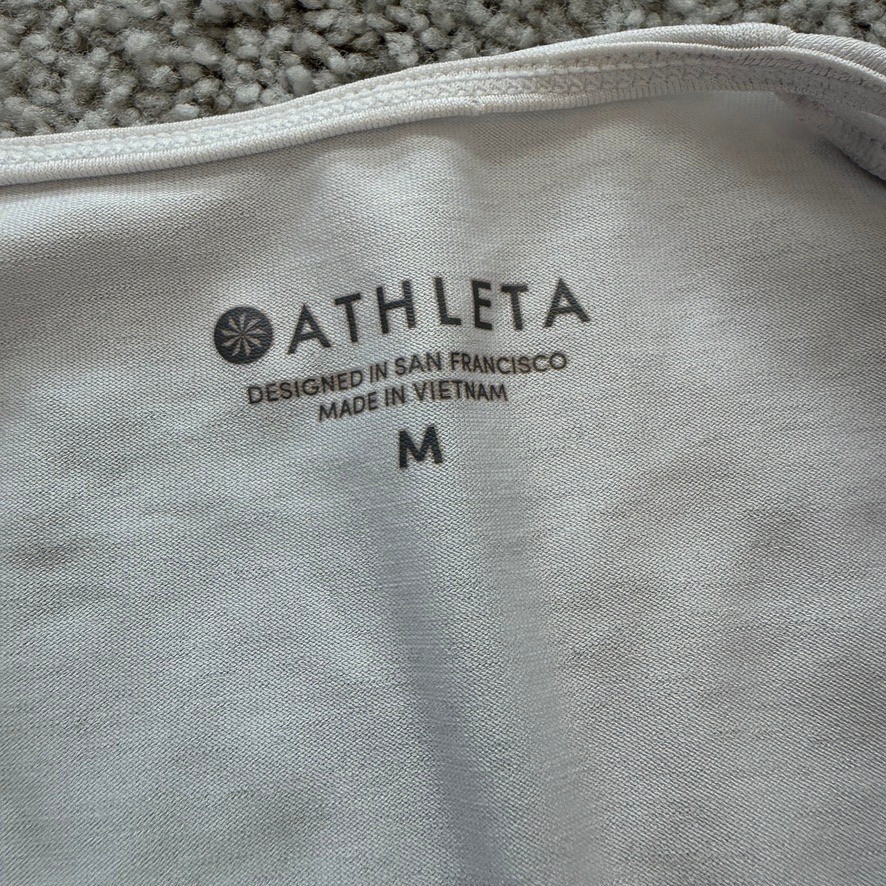 Athleta Pacifica Wrap Front Top Womens M White Long Sleeve Sun Protection Zip Up