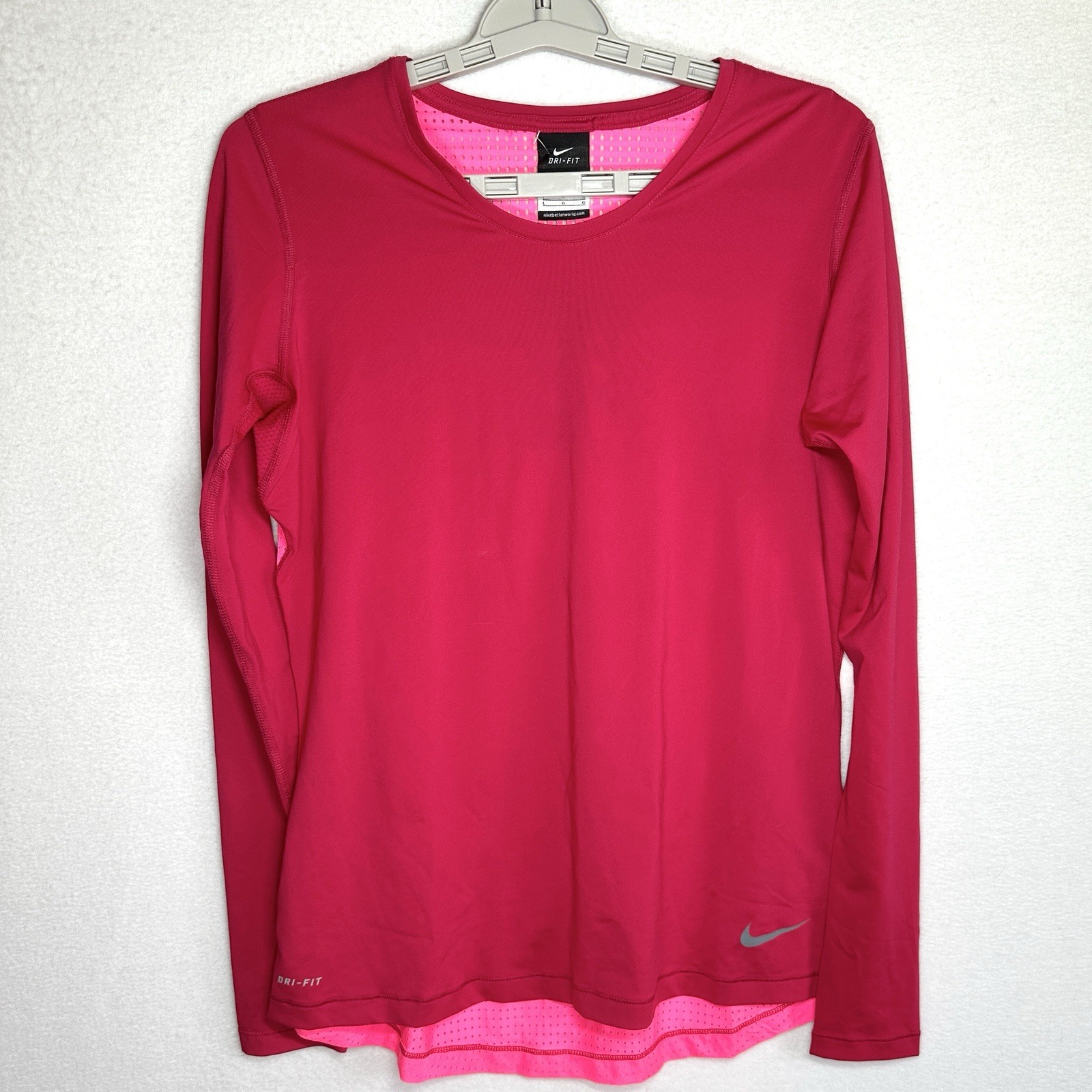 Nike Pro Dri-Fit Top Women’s L Pink Magenta Hypercool Base Layer Vented Training