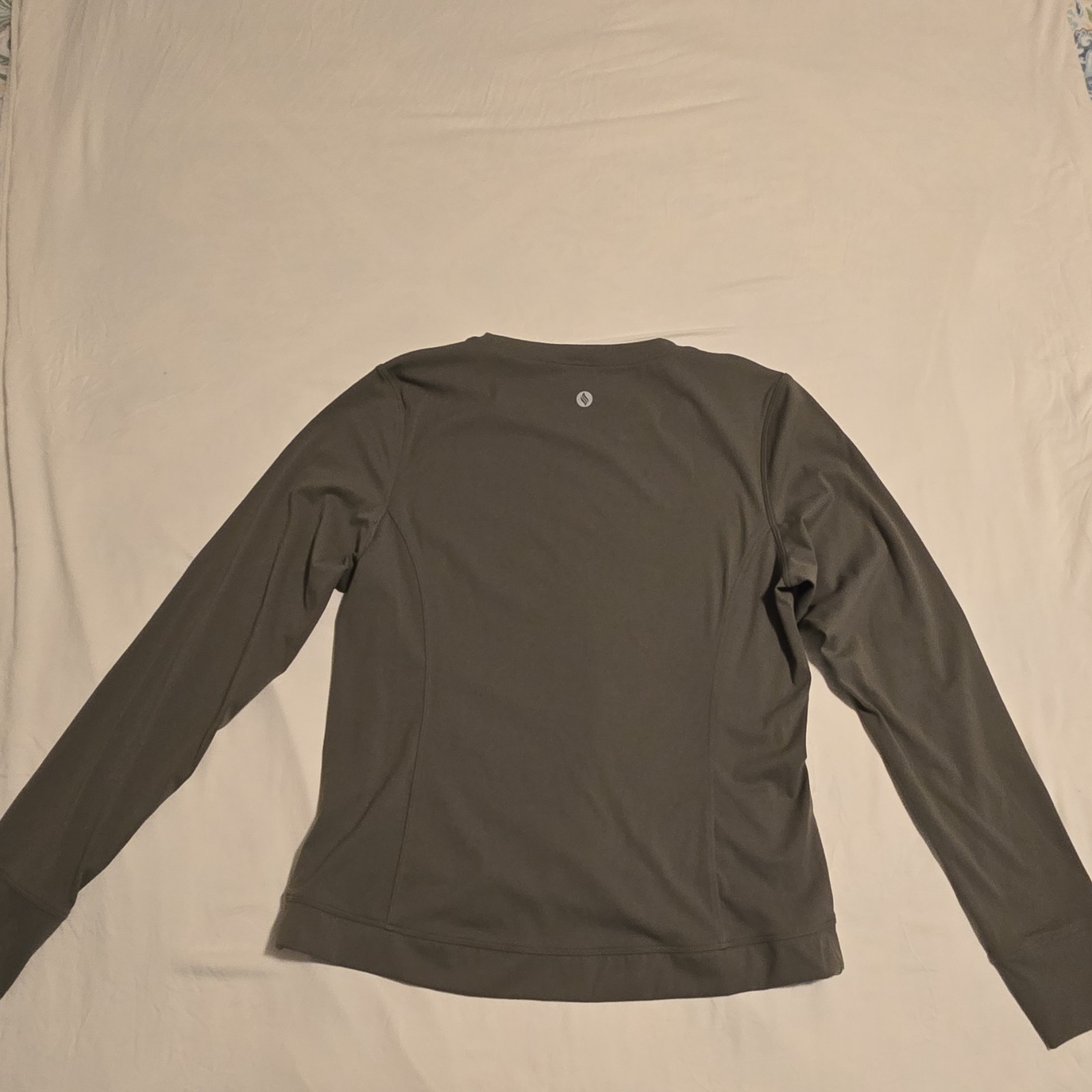 Santiny Gray Long Sleeve Activewear Pullover T-Shirt Crew Neck Stretch Size M