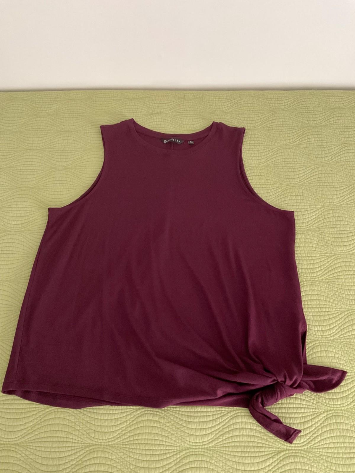 Athleta Cloudlight Asymmetrical/Side Tie Tank Burgundy XL Tall New w Tags