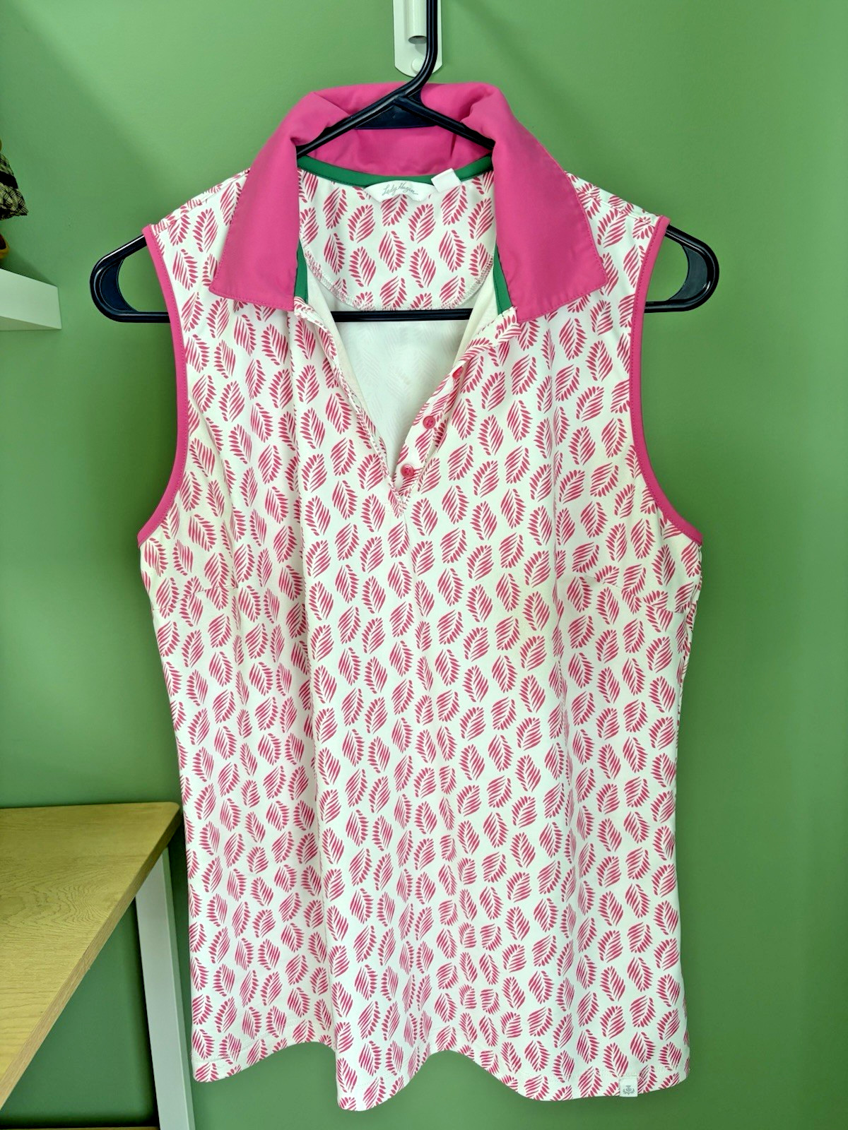 Lady Hagen Sleeveless Polo Womens Size M White & Pink Golf or Shirt Tennis Top
