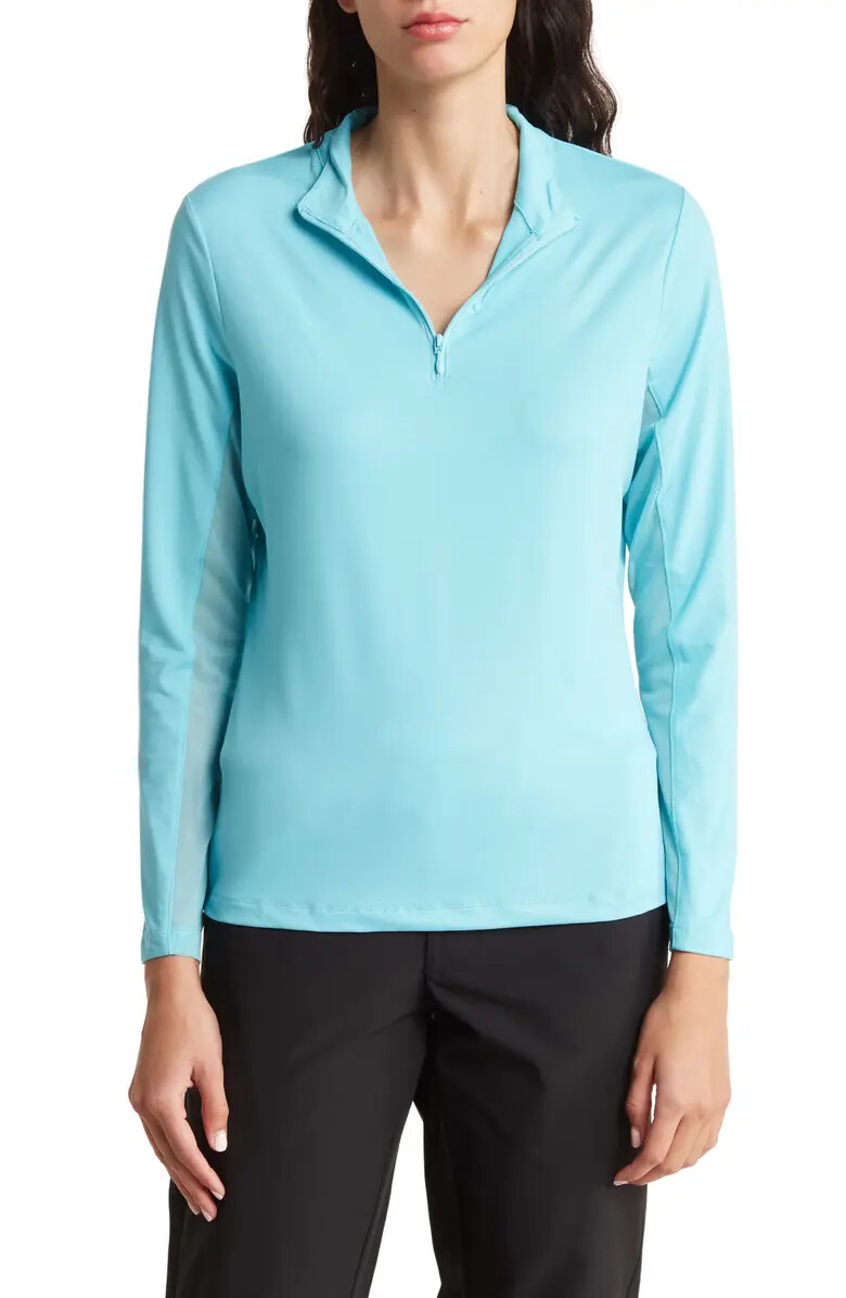 NWT Ladies X by GOTTEX AQUA Golf Tennis Long Sleeve Mock Shirt XS S M L XL