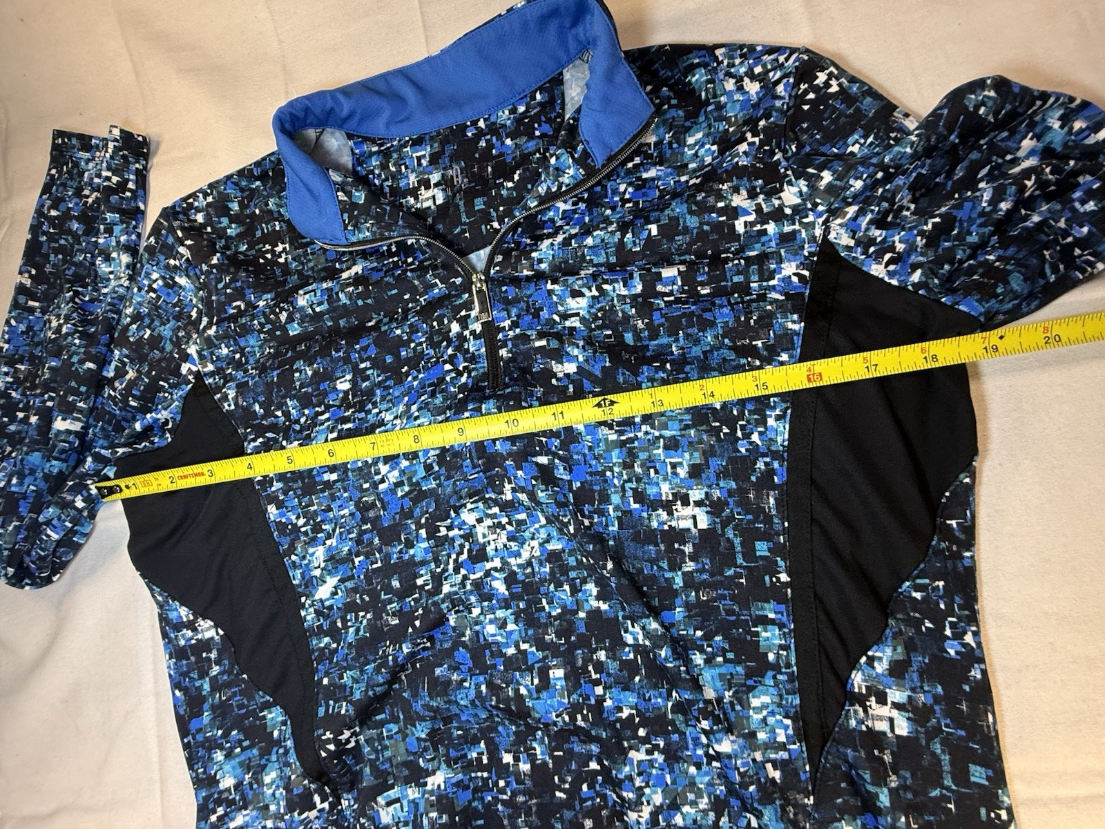 Tall White Medium Golf Top Performance 1/4 Zip Pullover Activewear Stretch