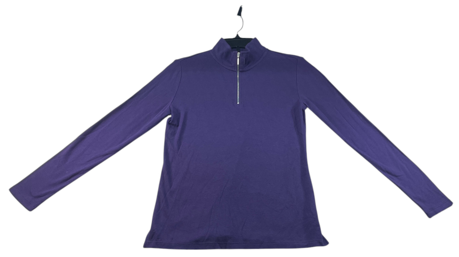 Karen Scott Workout Shirt Womens Size XS Purple Long Sleeve Quarter Zip Up New