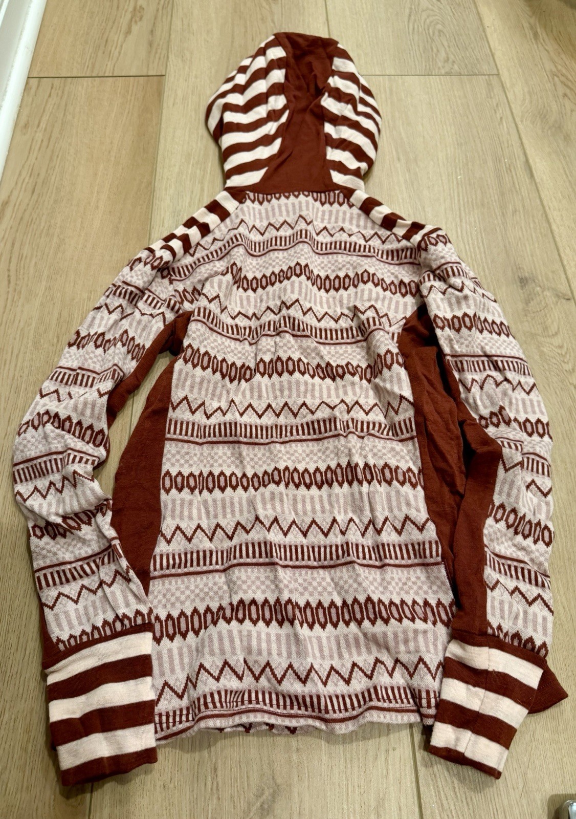 Kari Traa Snap Front Hooded Wool Base Layer Top Pullover Sz Small