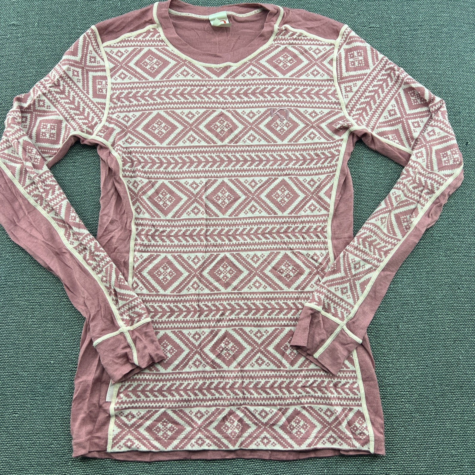 Kari Traa Womens Base Layer Shirt Large Merino Wool Blend Outdoor Ski Thermo