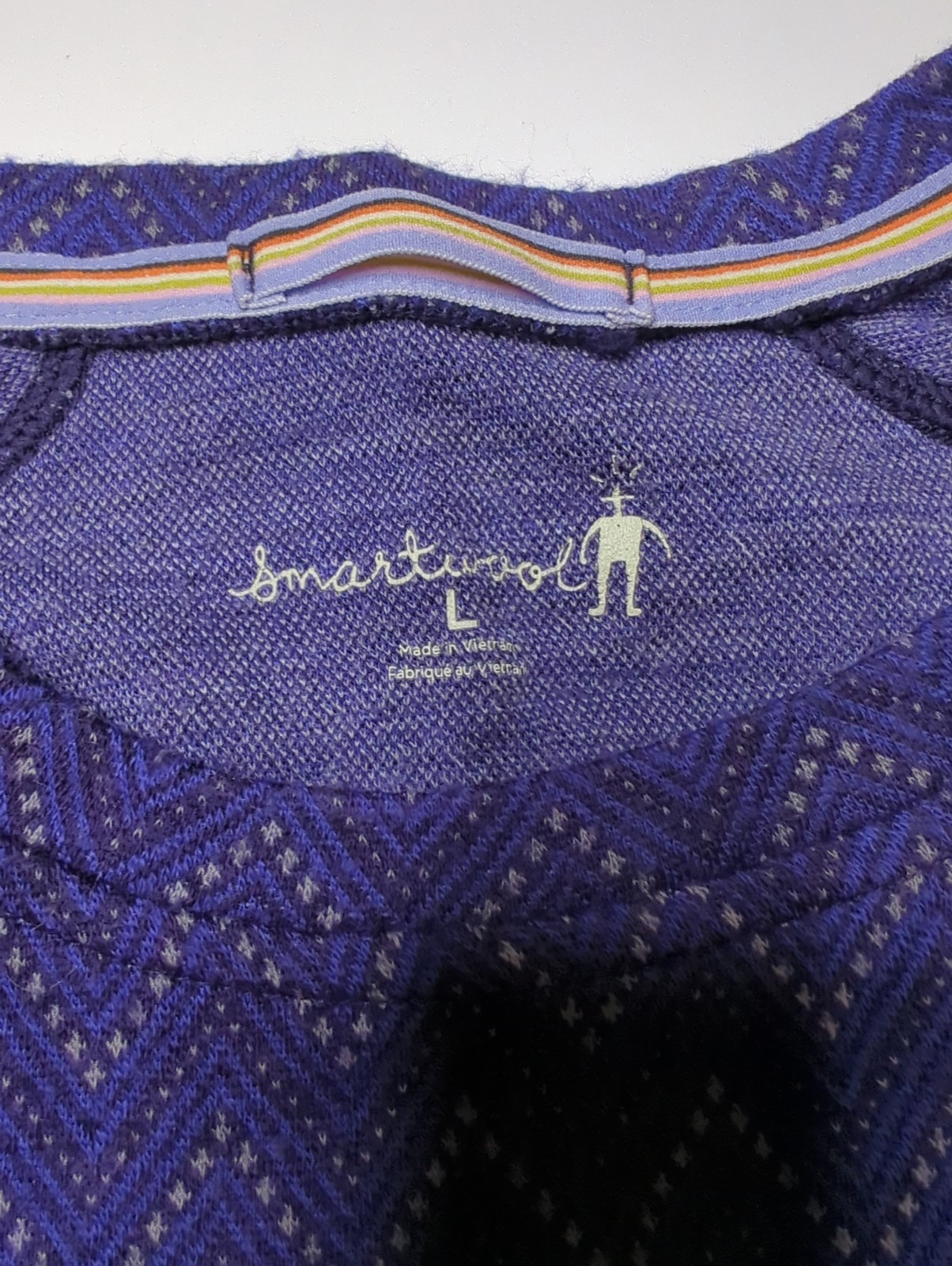 Smartwool Merino 250 Base Layer L Purple Chevron Crewneck Gorpcore Apres Ski