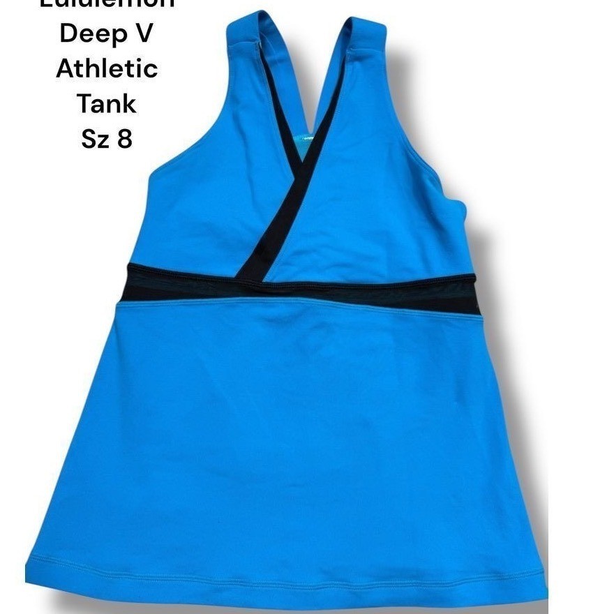 Lululemon Deep V Athletic Tank Top Mesh Back sports Workout Yoga Running Sz 8