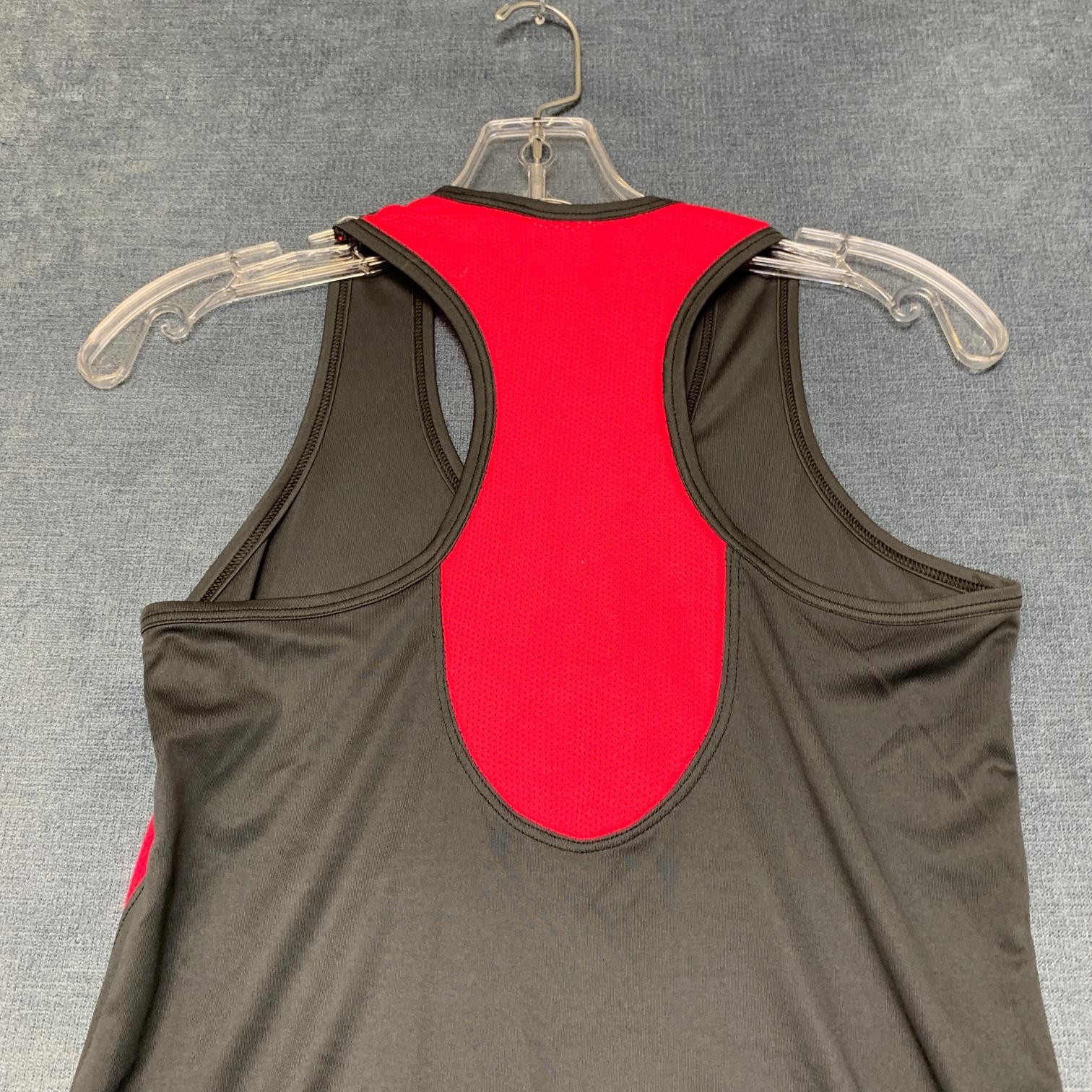Nike Just Do It Powerback Top Womens Small Black Red Logo Mesh Lined Racer Back
