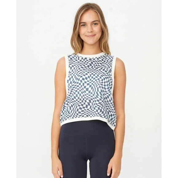 Cotton On Body Sz L All Things Fabulous Cropped Muscle Tank Top Checkerboard