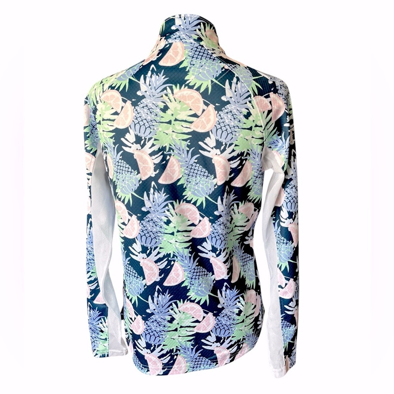 Pebble Beach Dry-Luxe Performance Fruit Print Quarter Zip Pull Over, Size Small
