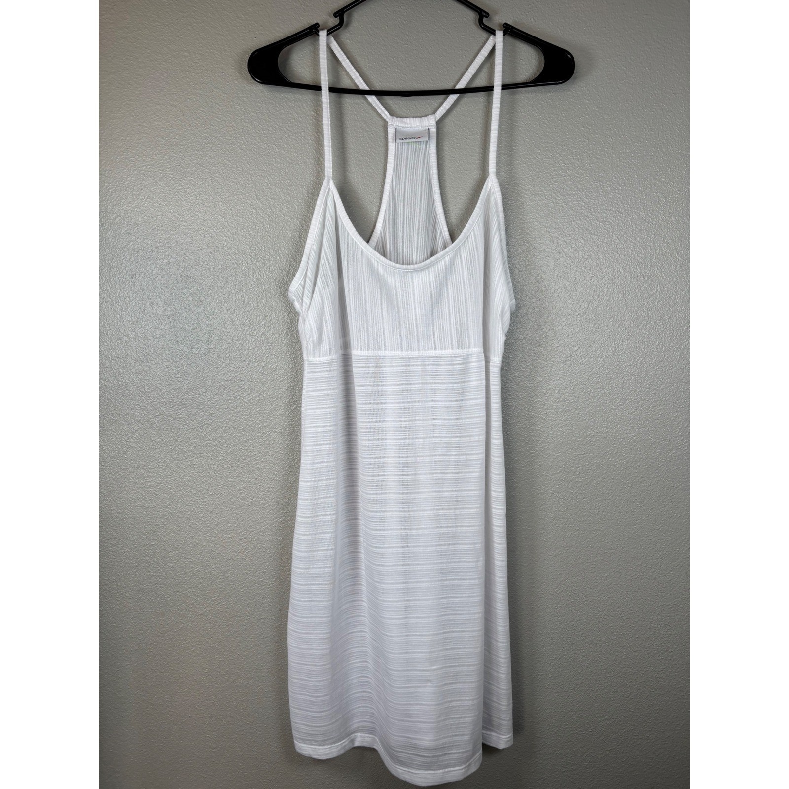 Speedo White Heathered Racerback Tank Dress Cover Up Women’s Large