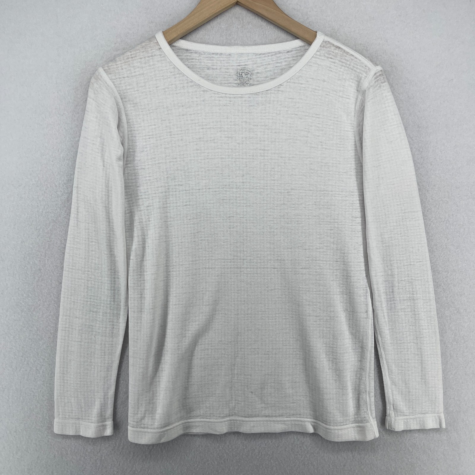 DUOFOLD Top Womens M Waffle Thermal Baselayer Long Sleeve Cotton Blend White