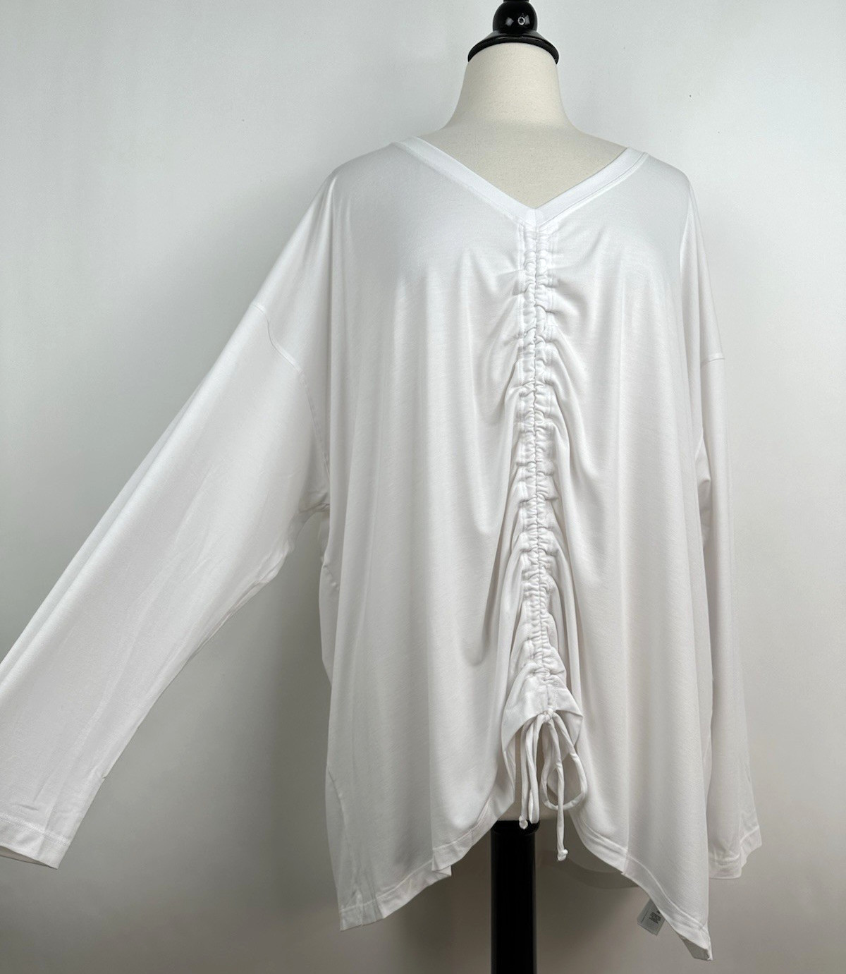 Athleta Crossover Ruched Top Plus 3X 24/26 White Adjustable Cinch Athleisure NWT