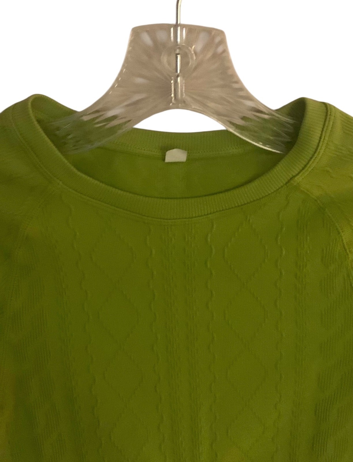 JOY LAB Lime Green Seamless Cable-Knit Print Long Sleeve Crop Athletic Top XS