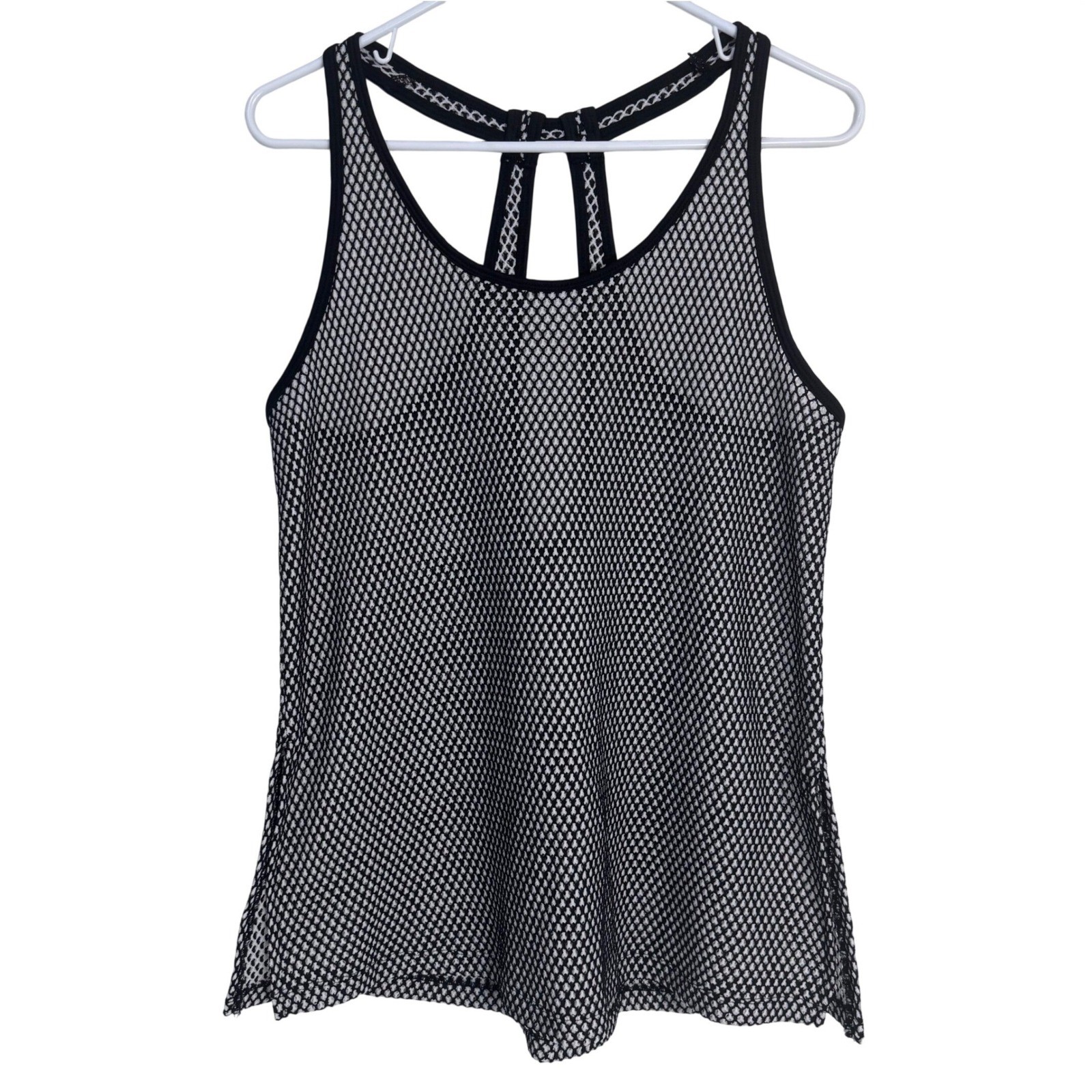 Mesh Black Racerback Goth Tank Top Keyhole Dark Punk Moto Athleisure Edgy Gym