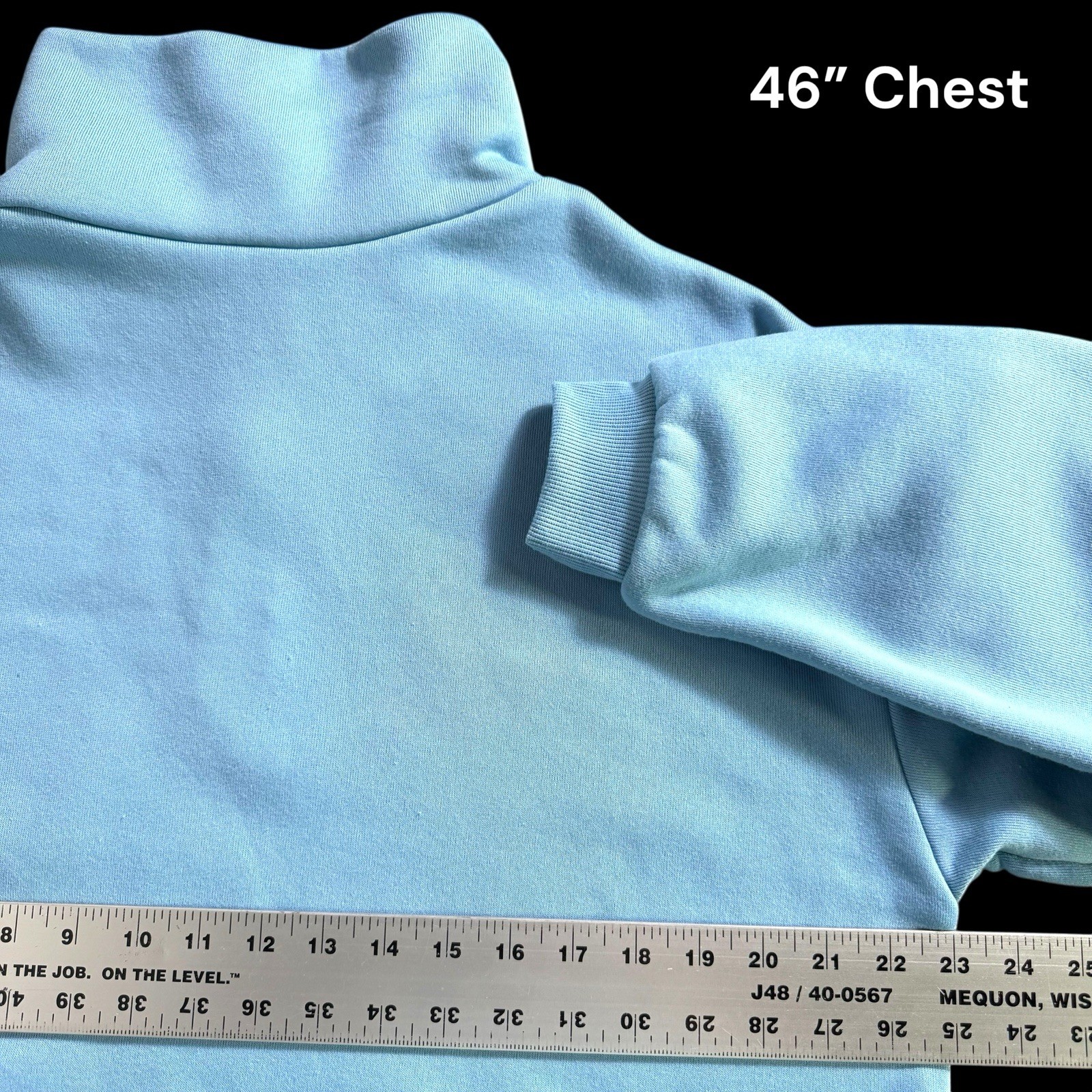 SHEIN Solid Lite Blue Mock Neck Sweatshirt Half Zip Long Sleeve Lightweight Sz M