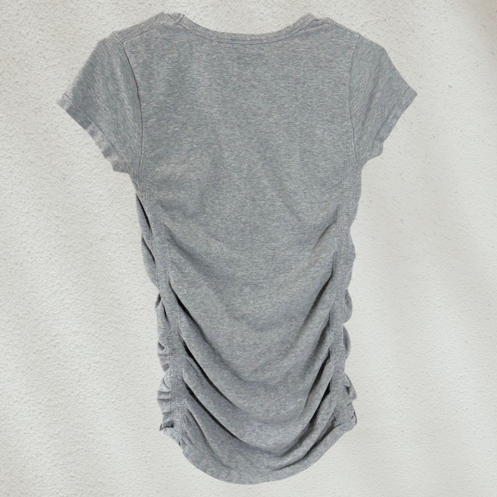 Athleta Pure Tee Small Gray Seamless Ruched Side Yoga Top Organic Cotton 438728